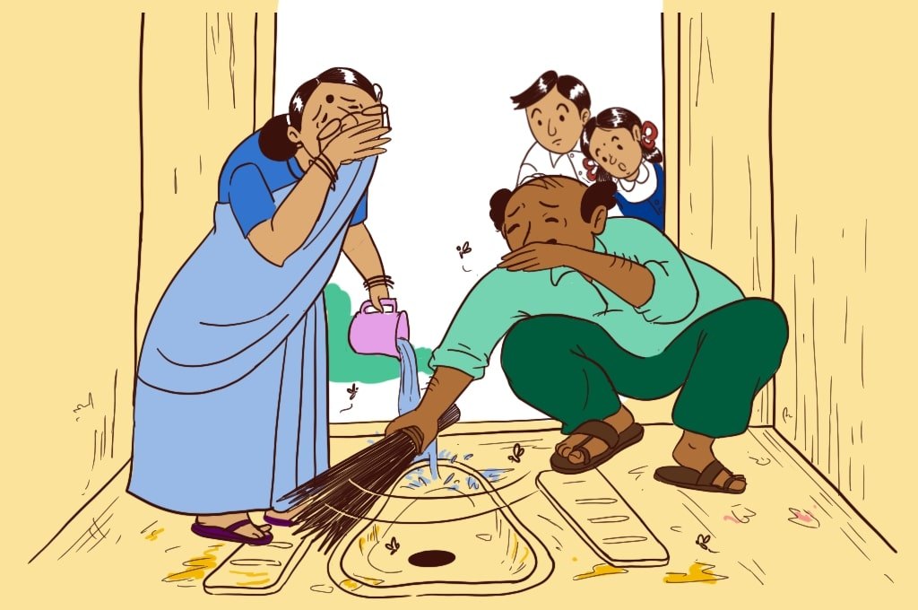 शौचालय की सफाई करते शिक्षक_स्कूल 